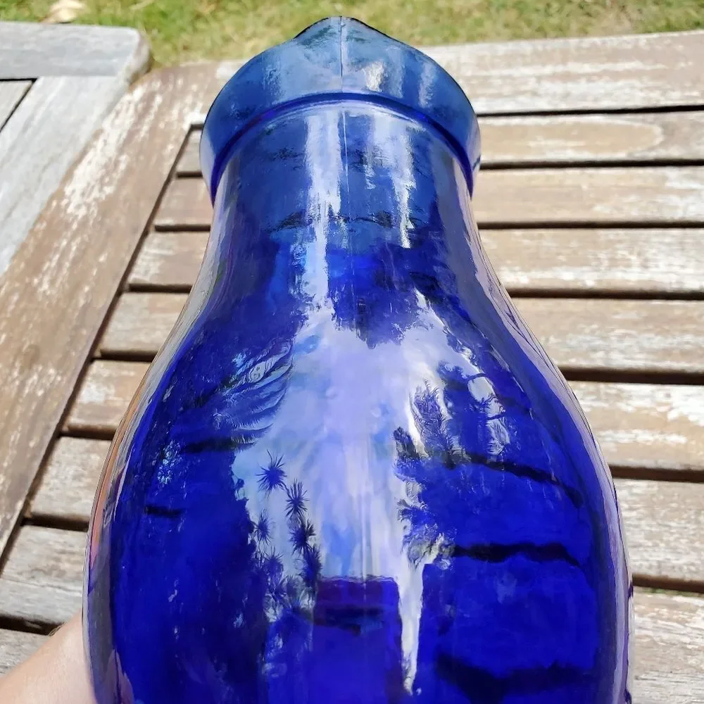 Vintage Antique Colbalt Blue Glass Pitcher